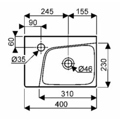Geberit Lave-mains Xeno² 40 Cm Cuve à Droite -Bain Salle Produit Magasin xeno keramag design 157040000 cuve a droite trou perce a gauche 2