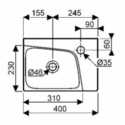Geberit Lave-mains Xeno² 40 Cm Cuve à Gauche -Bain Salle Produit Magasin xeno keramag design 157045000 cuve a gauche trou perce a droite 2