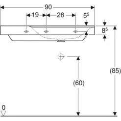 Geberit Lavabo Xeno² 90 Cm Plage De Dépose à Gauche -Bain Salle Produit Magasin xeno keramag design de 90 cm 1 trou perce cuve a droite ref 157290000 4